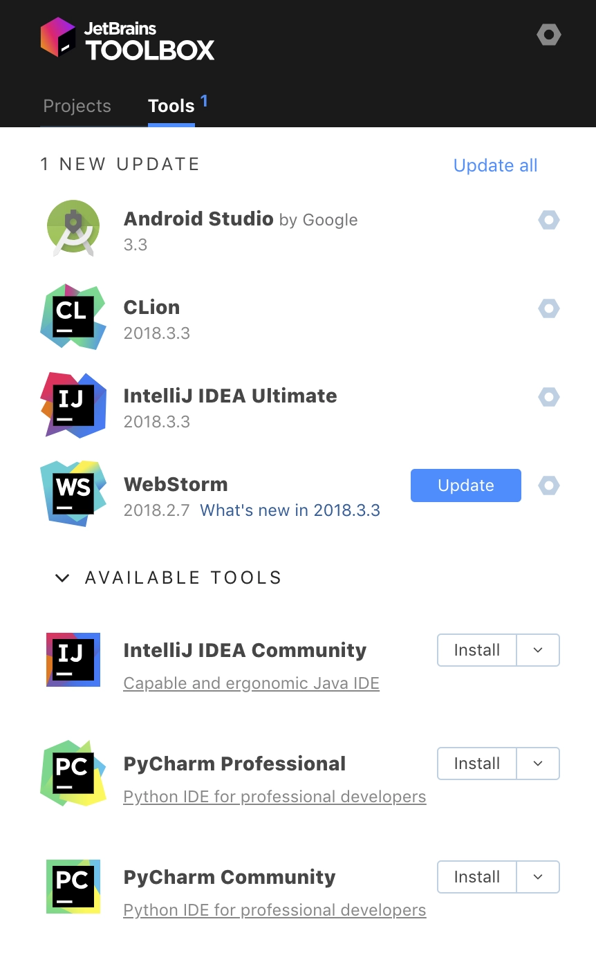 The New Toolbox App 1.13 with Android Studio inside! The JetBrains Blog