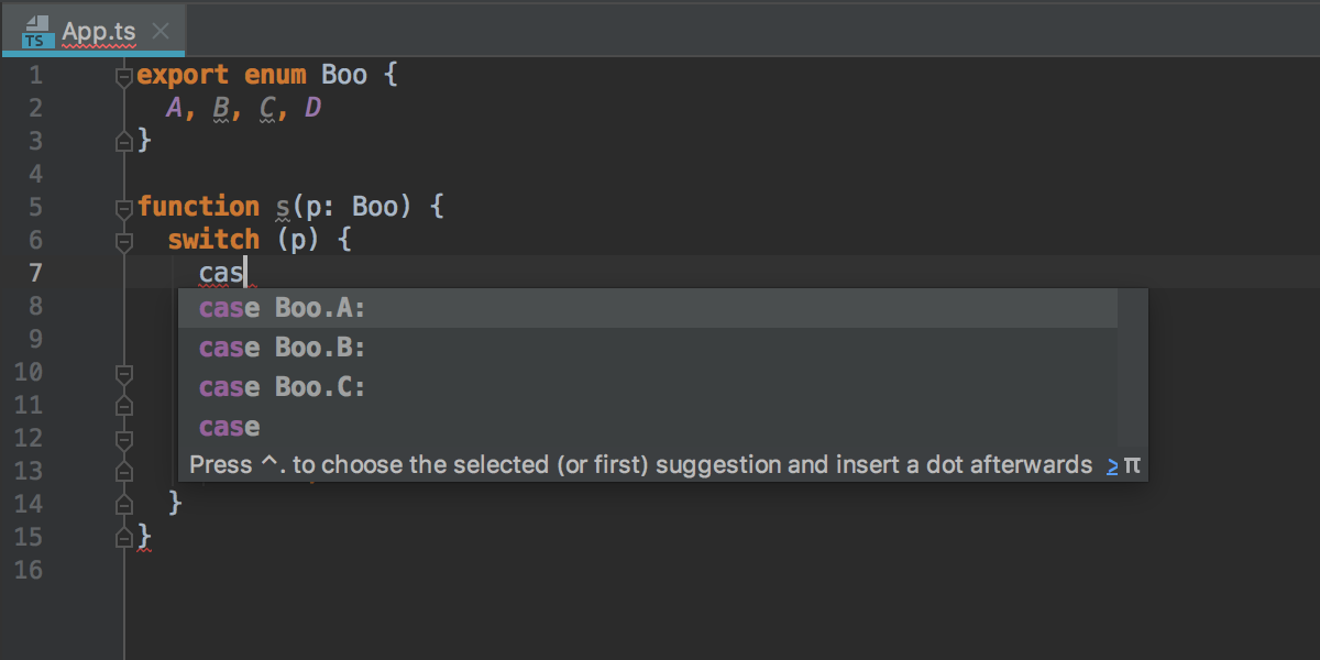 Code completion for cases inside the switch statement