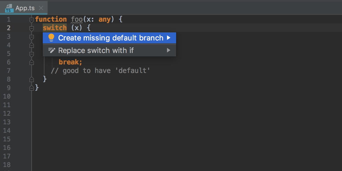 Create a default branch inside switch