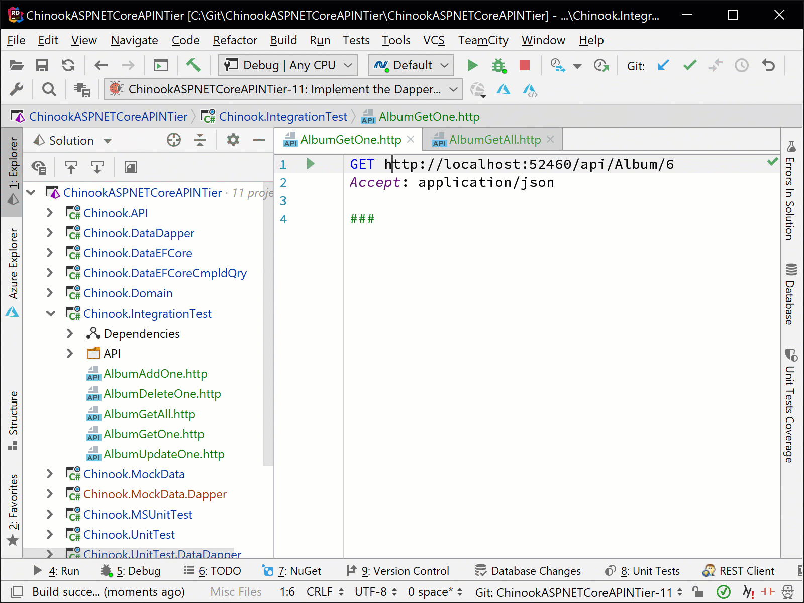 Rider executing the HTTP Request using Alt_Enter