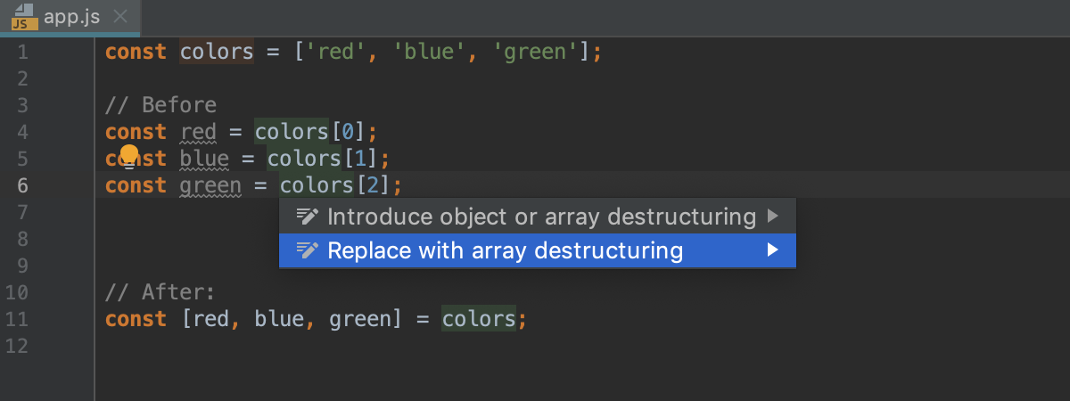 Replace with destructuring