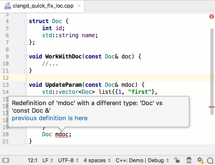 Emplacement des correctifs Clang