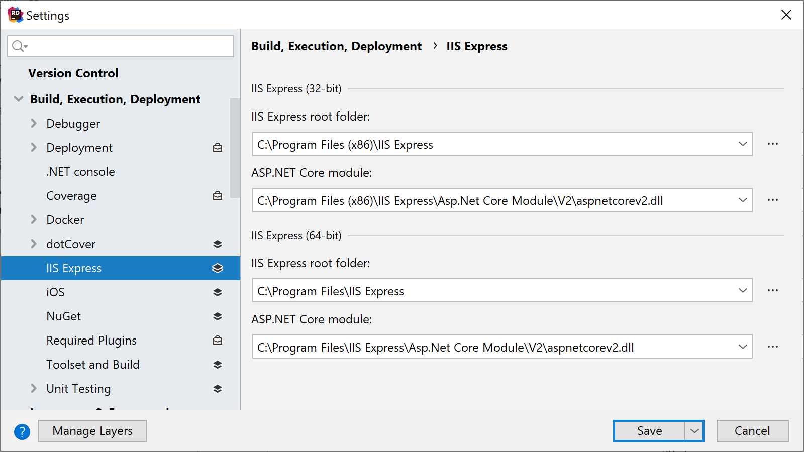 IIS Express settings