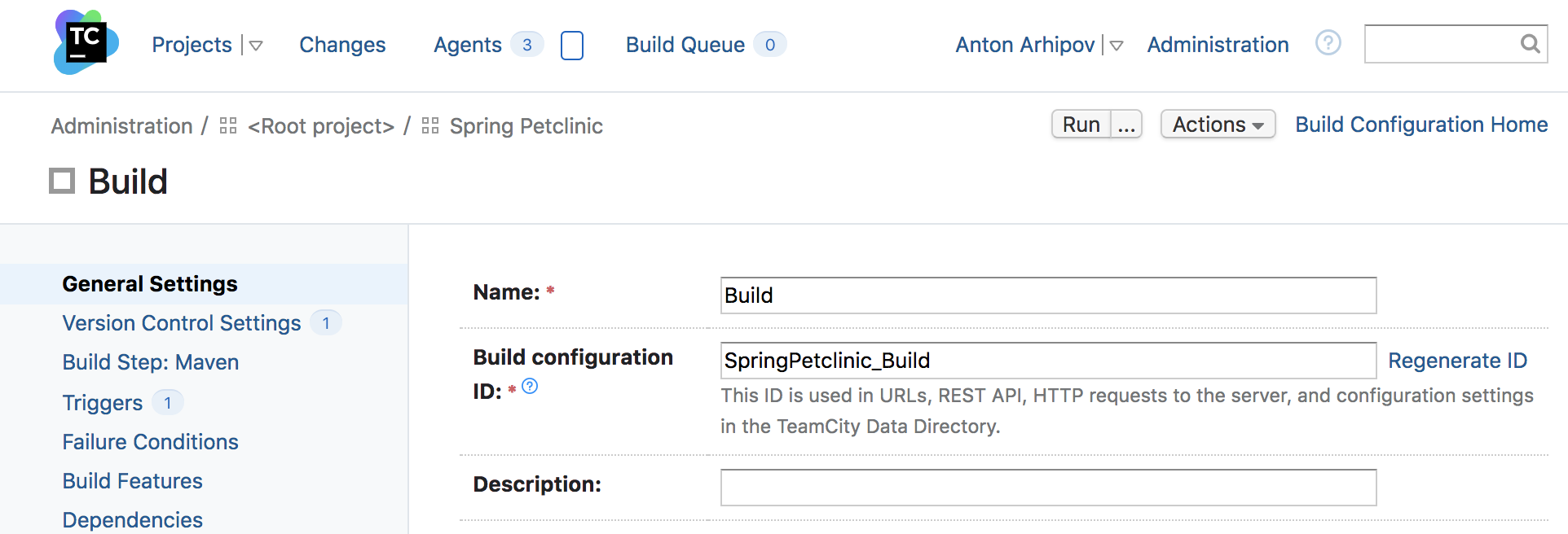 Configuration id and name