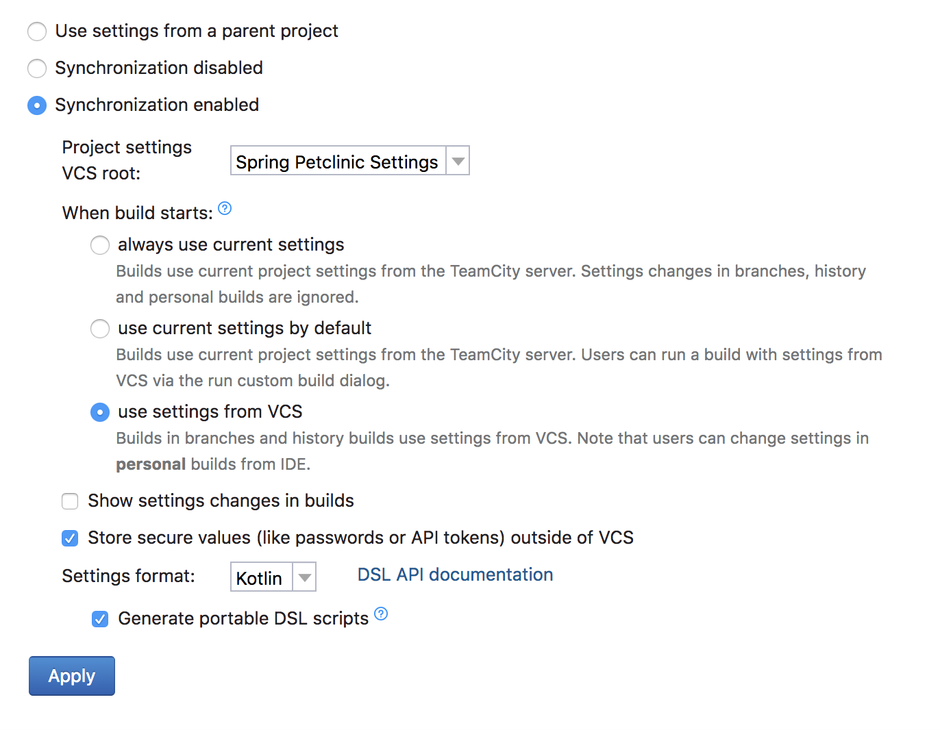 TeamCity Versioned Settings