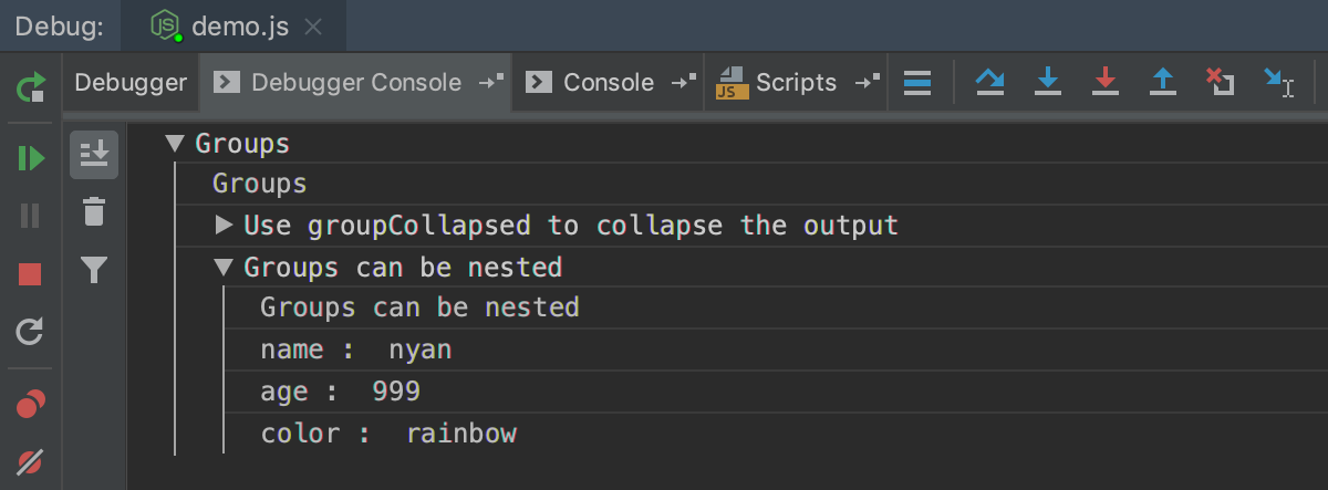 webstorm debug from console