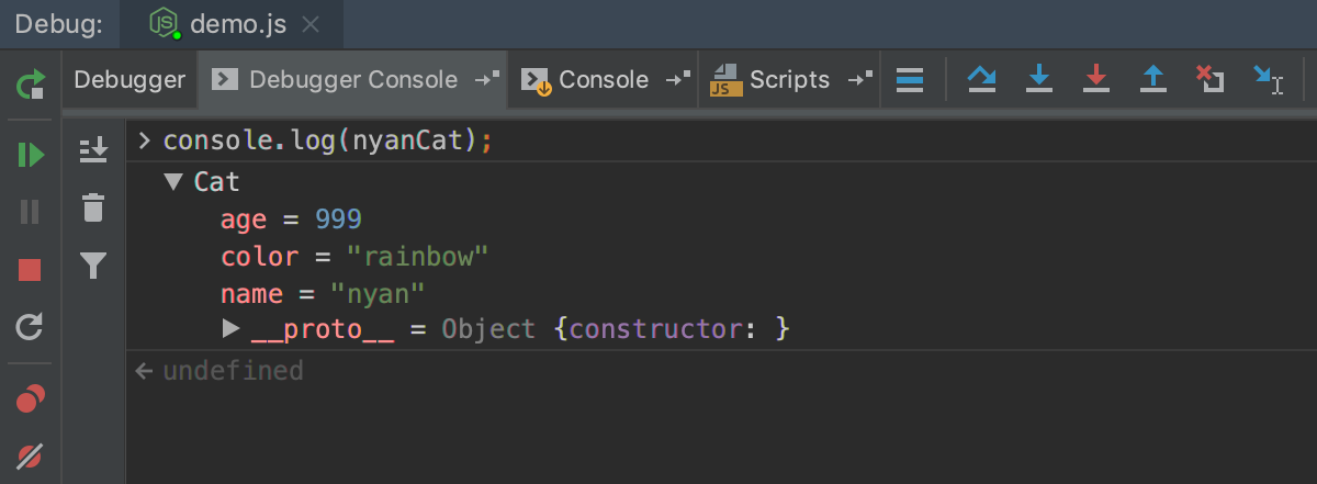 webstorm debug from console