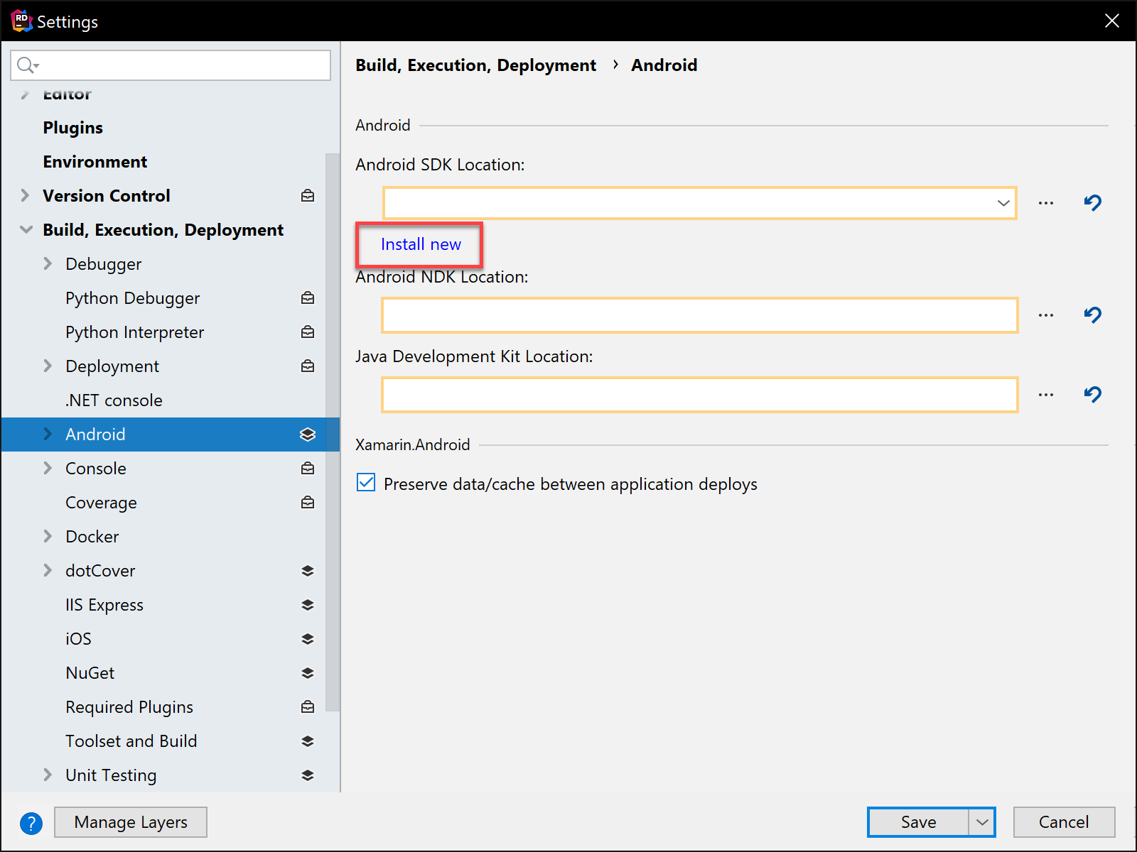 Rider Xamarin Install Android SDK