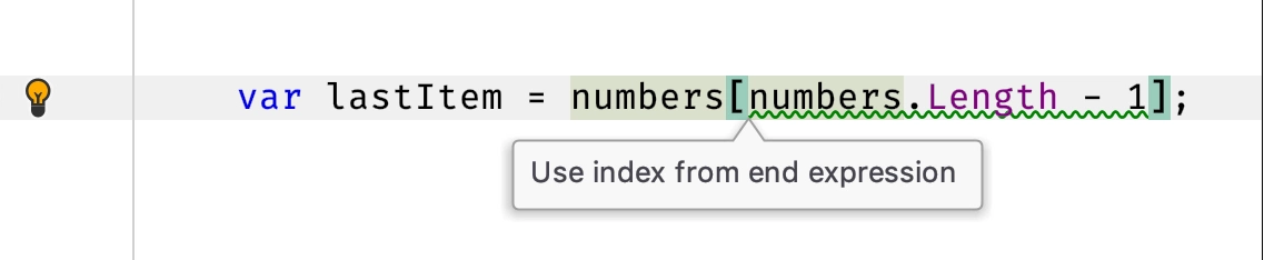 Use index from end expression