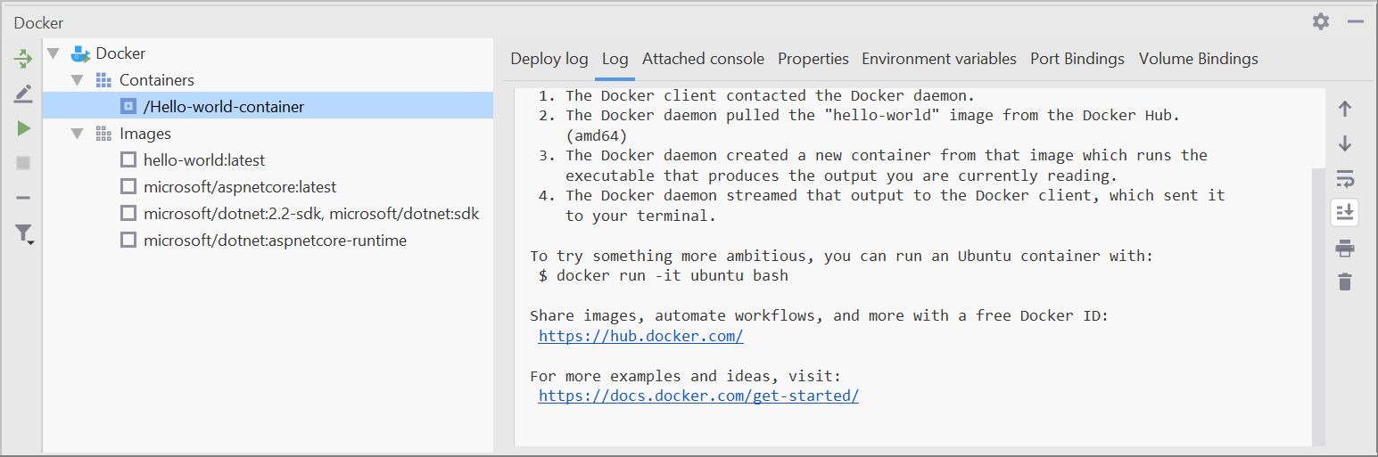 View running container