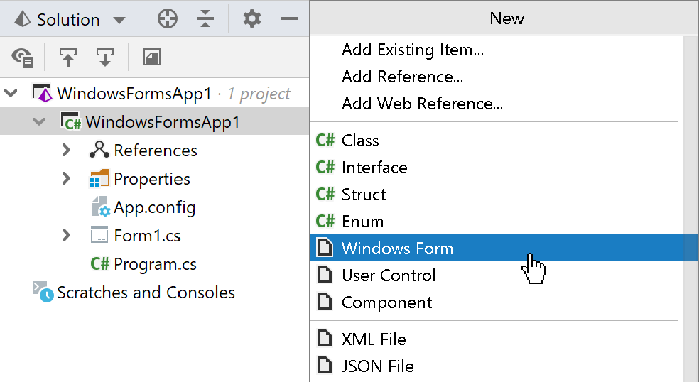 File templates for Windows Forms