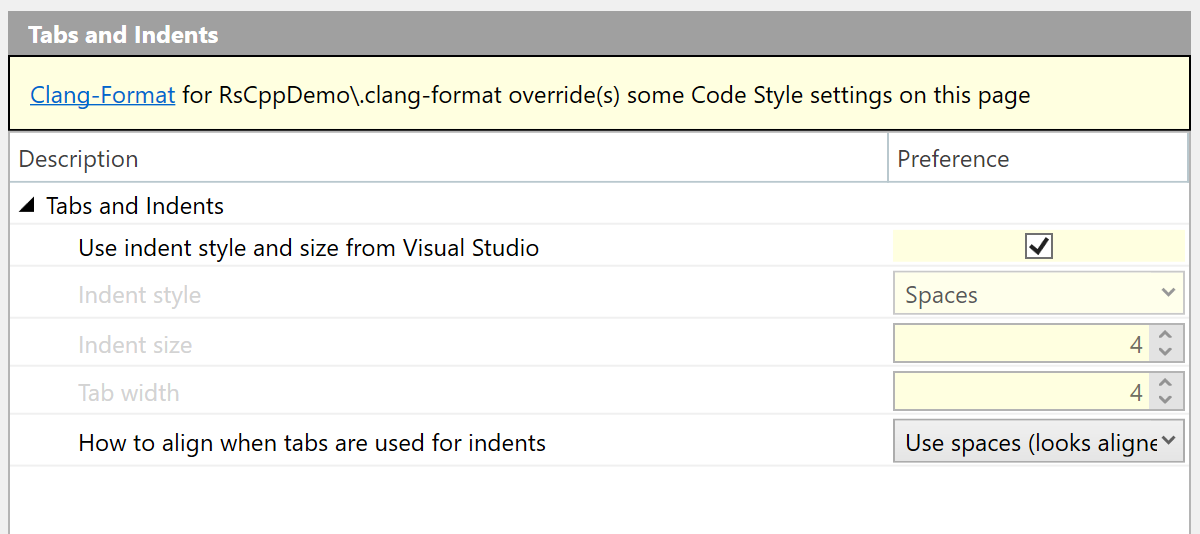 ClangFormat settings