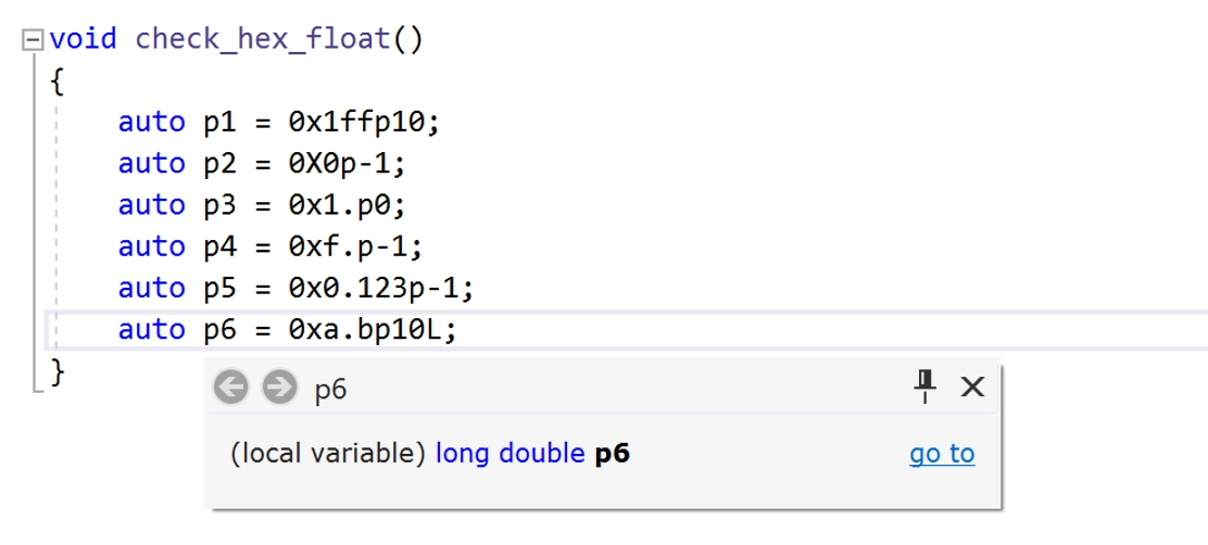 Hexadecimal floats