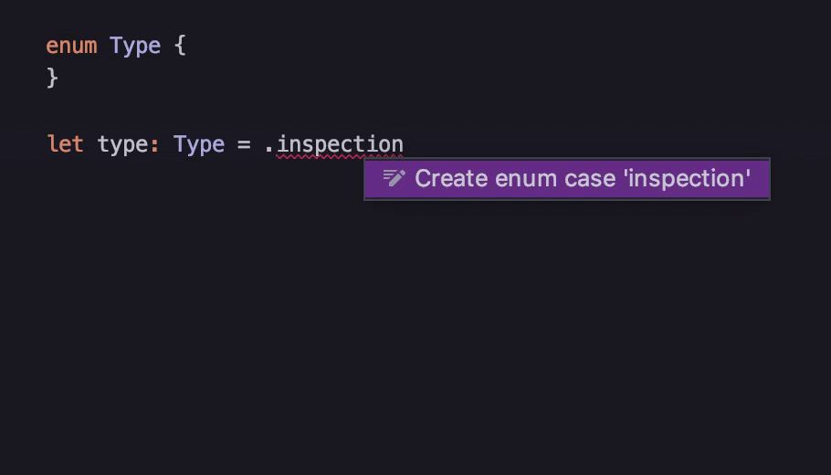 Generate enum case from usage