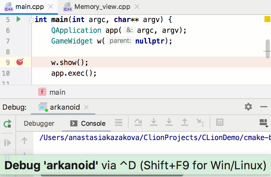 Line breakpoint types