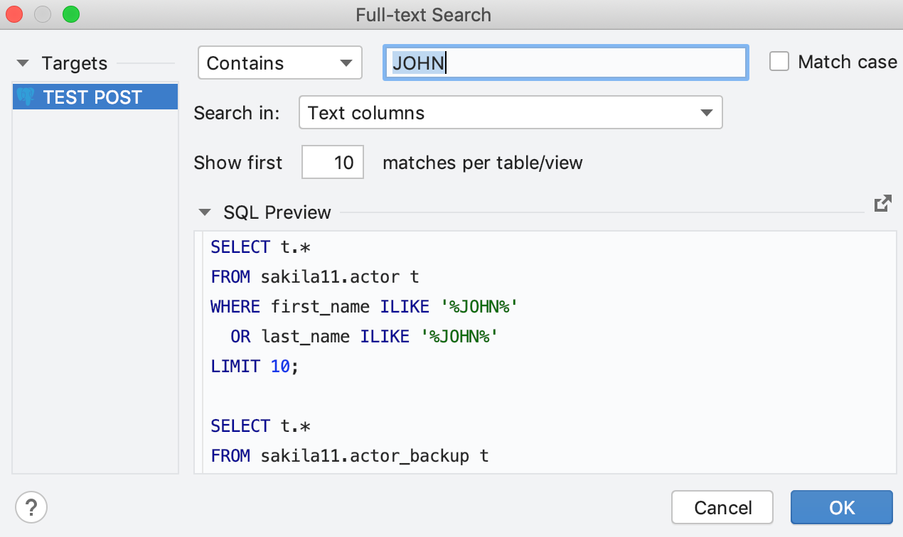 datagrip query history