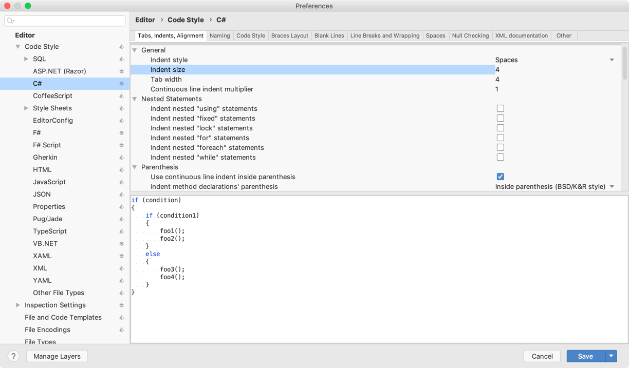 C# Code Style settings