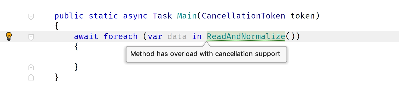 Passing cancellation token via method