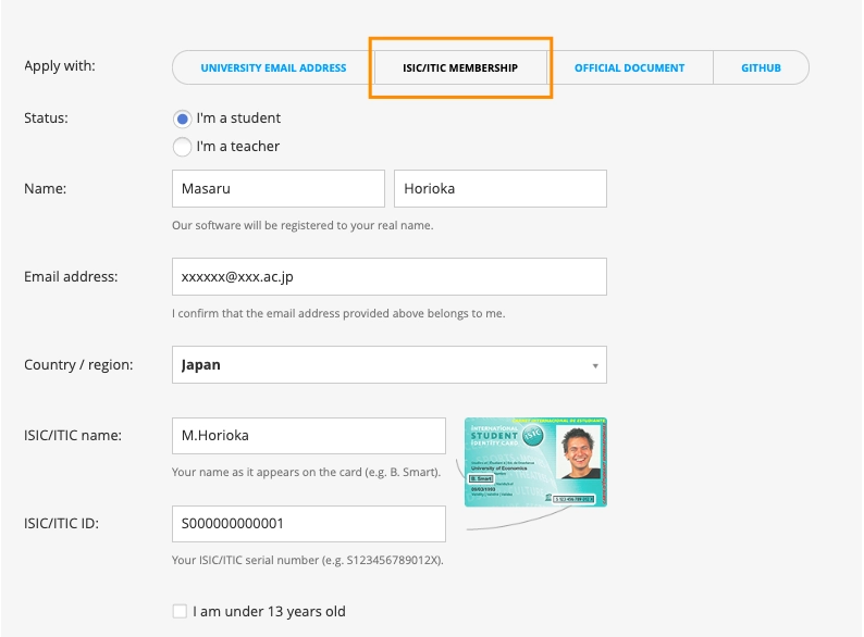 jetbrains student account login