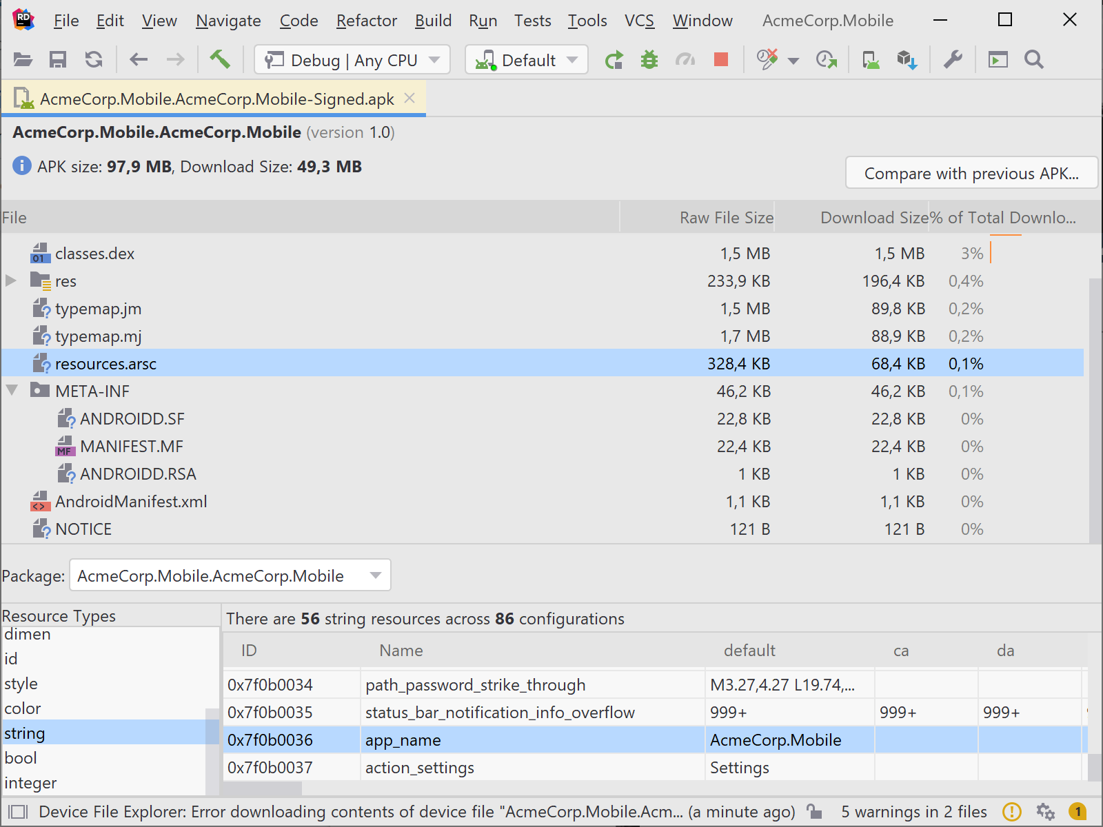 Analyze your build with the APK Analyzer