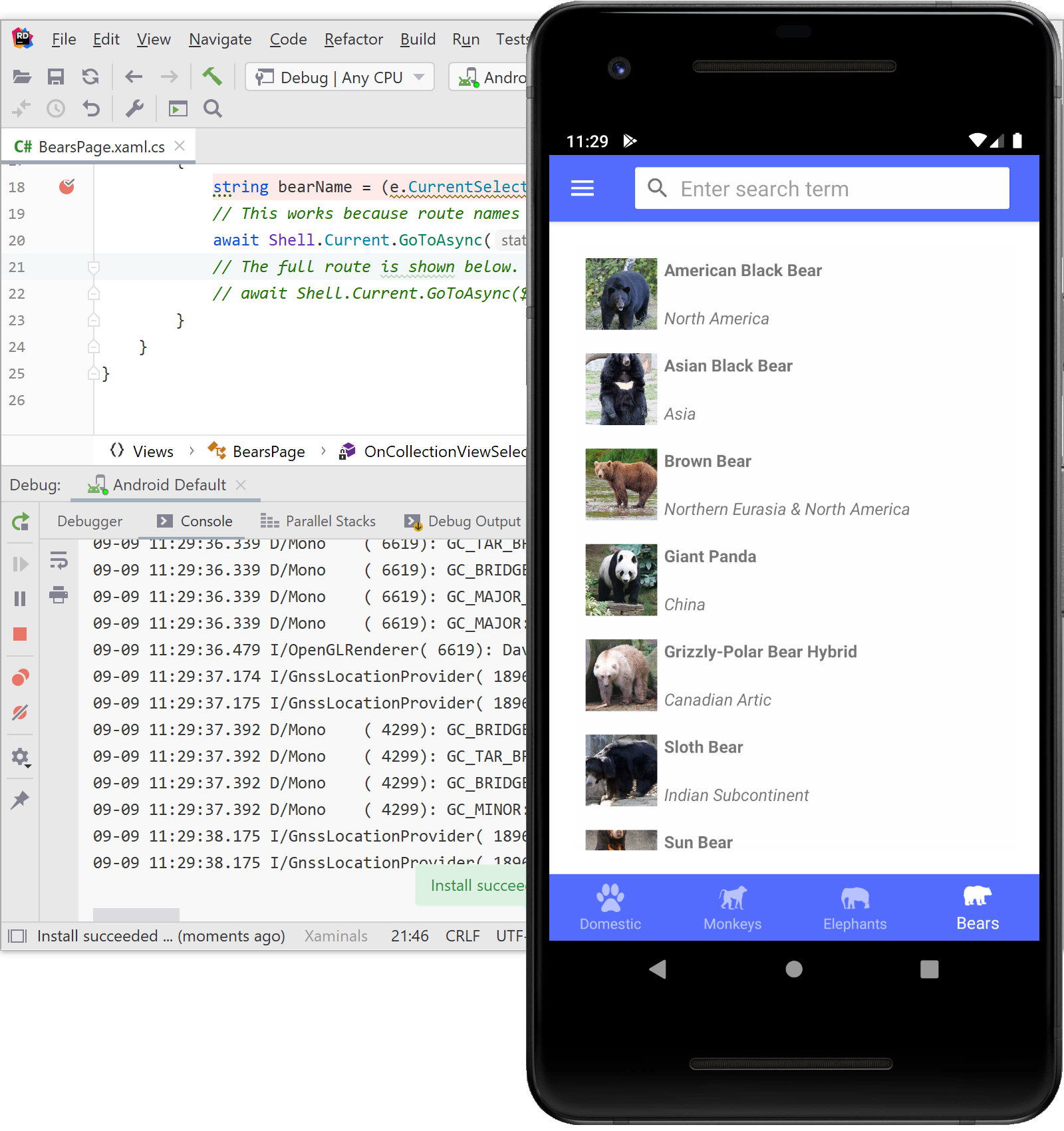 Debugging Xamarin application on emulated device in Rider