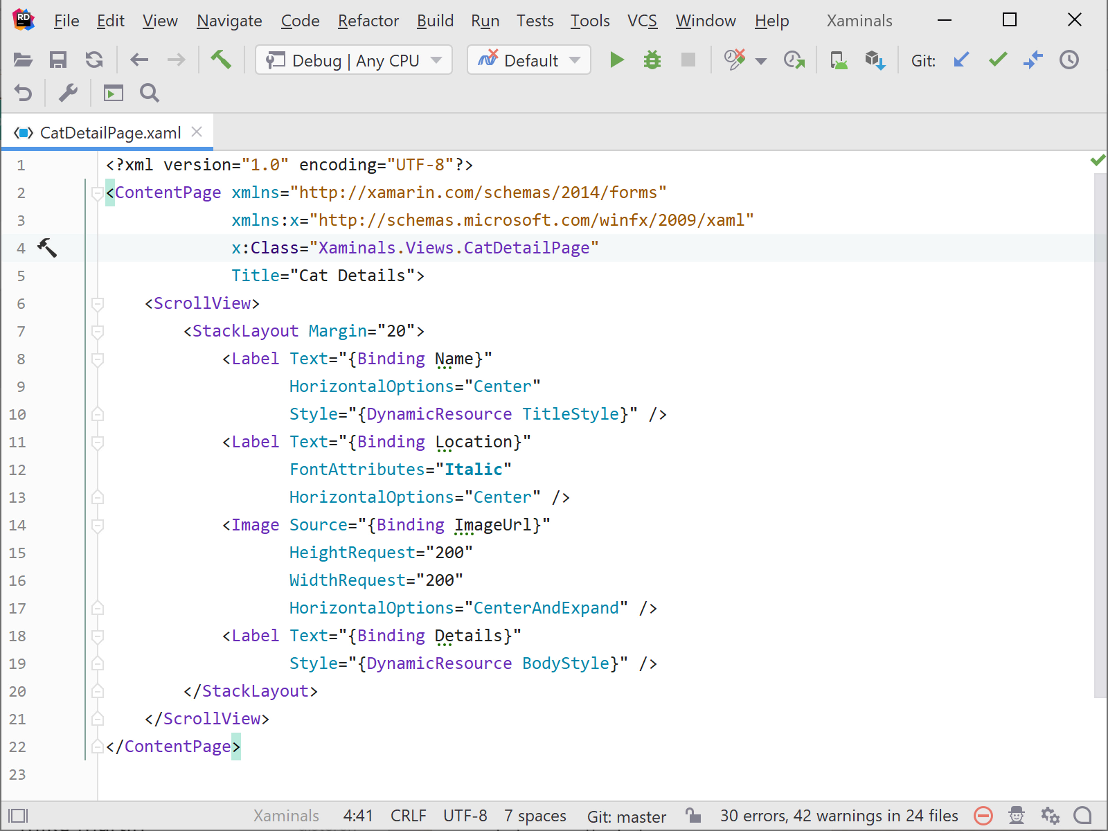 Navigating around in Xamarin Forms XAML code