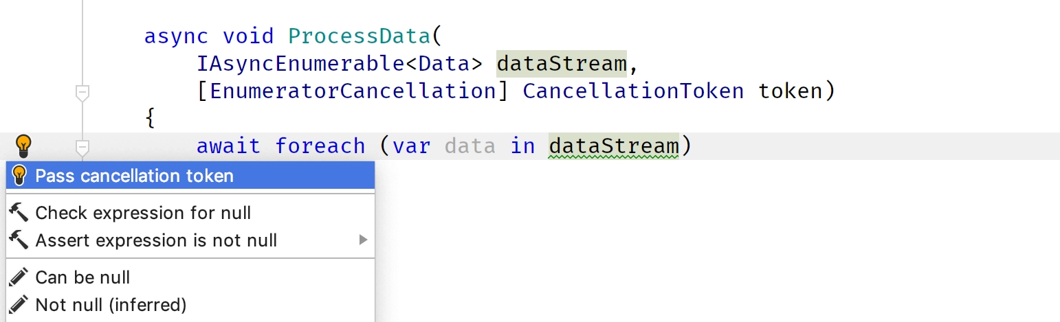 Passing cancellation token via WithCancellation