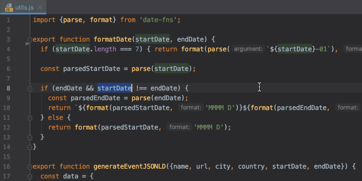 webstorm multiple cursors from selection