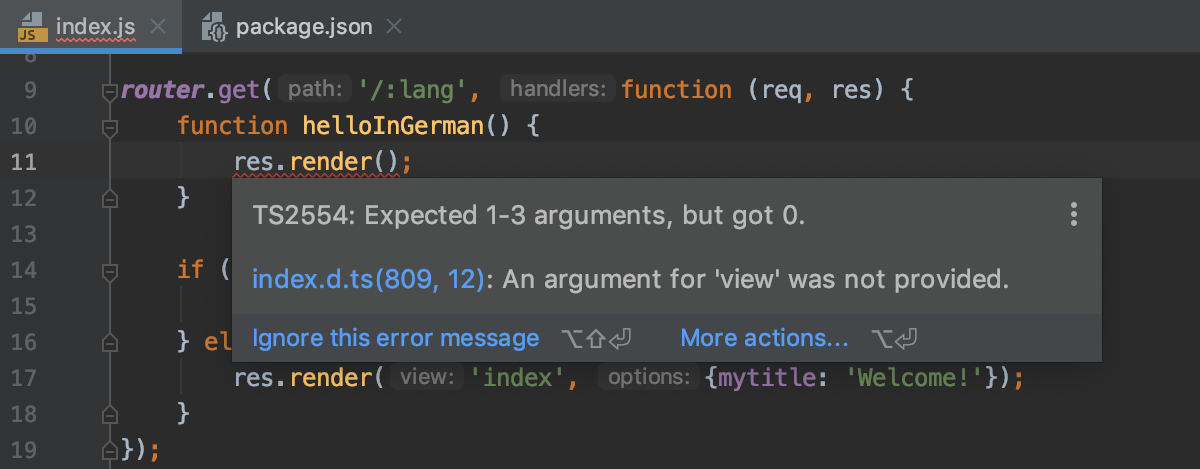 TypeScript error in JavaScript file