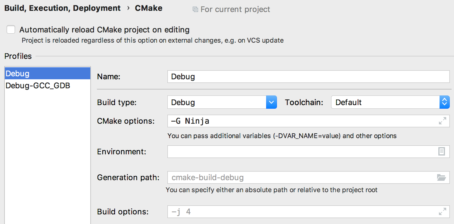 cmake options