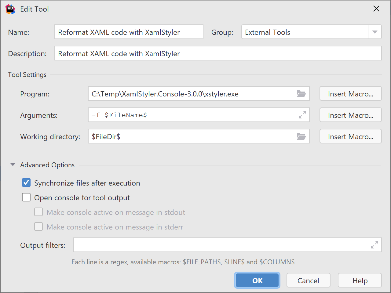 Configure external tools with Rider