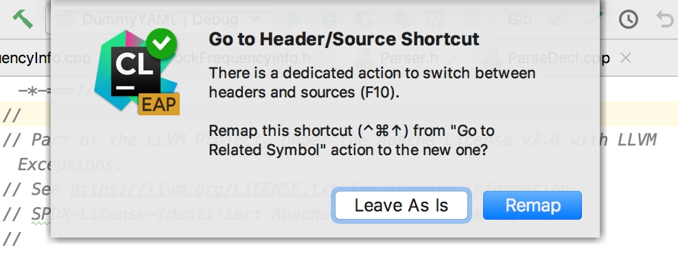 Remap the shortcut