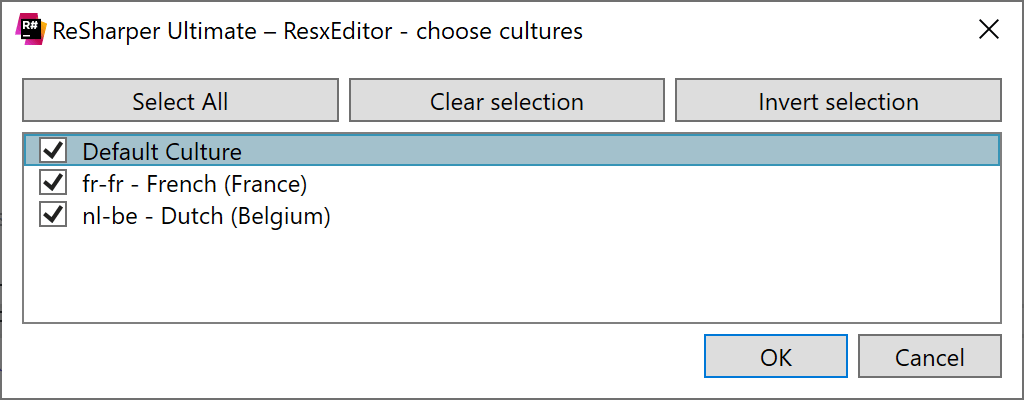 Choose ResX cultures to work with