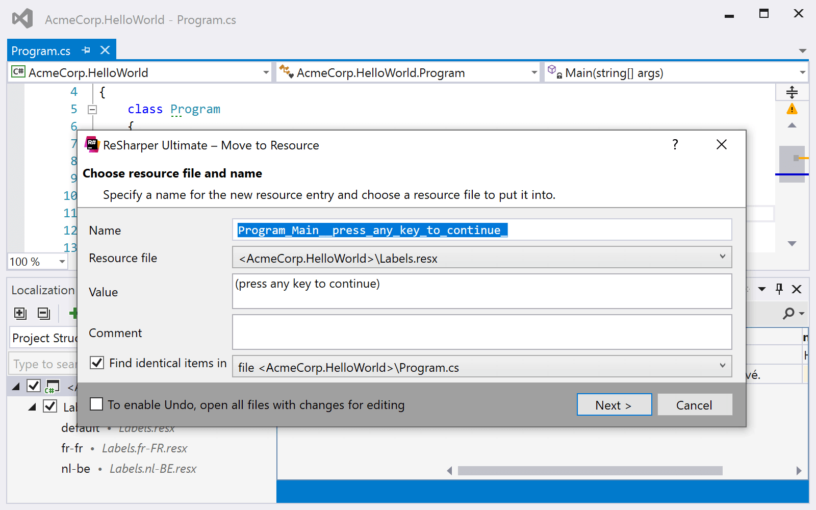 Move string literal to resource