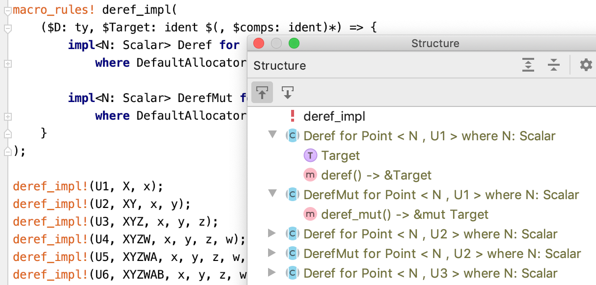 Macro-generated elements in Structure view