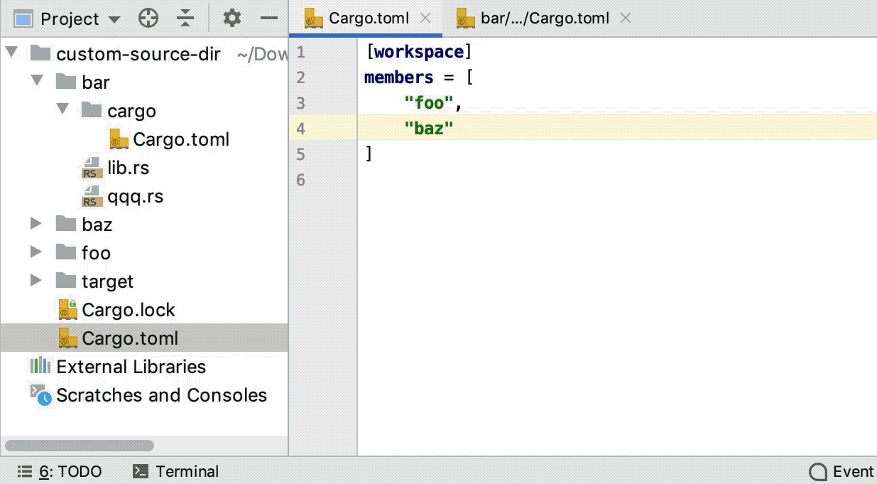 Completion and navigation for paths in Cargo.toml