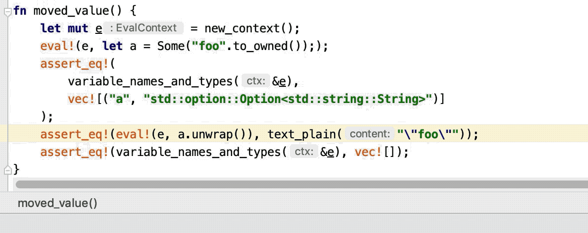 Type Info and Extend Selection inside macro calls