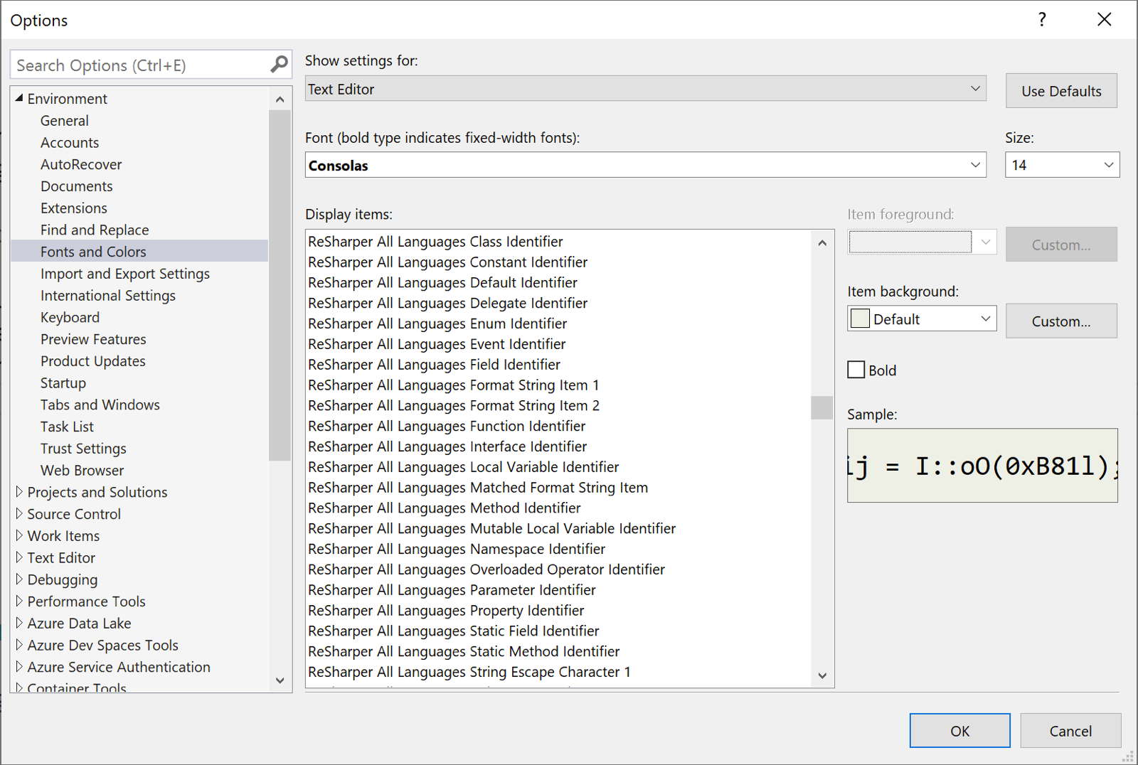 ReSharper C# settings