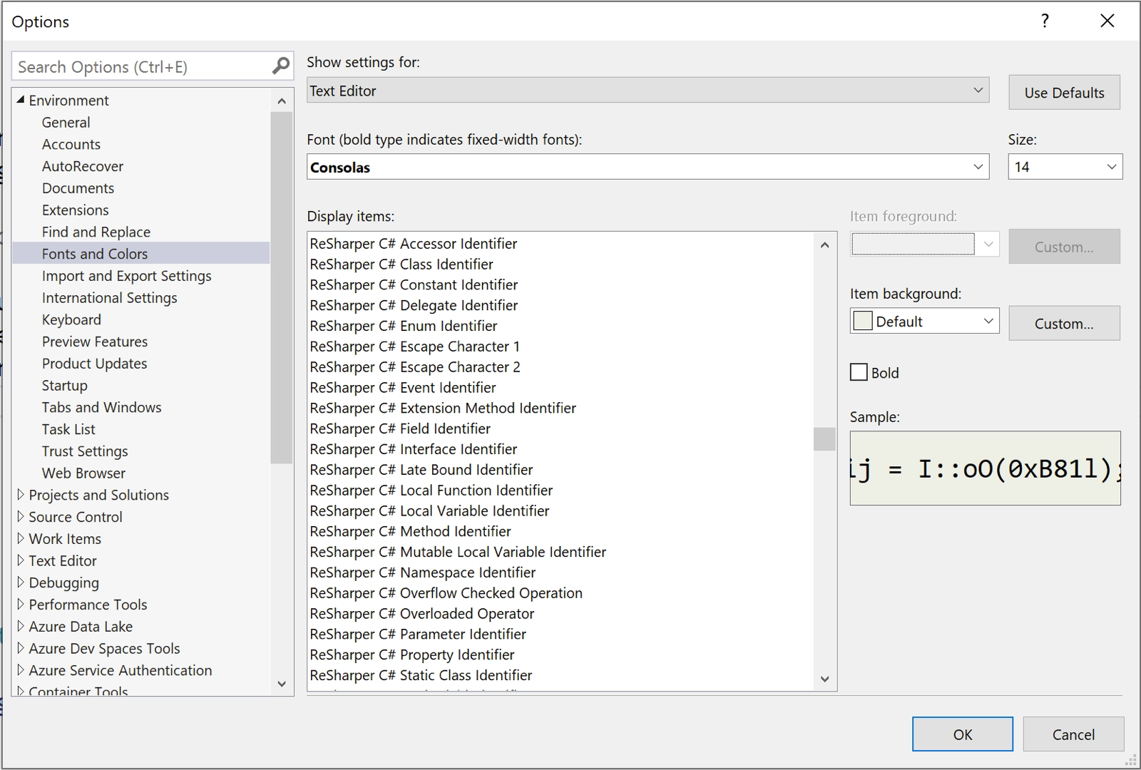 ReSharper C# settings