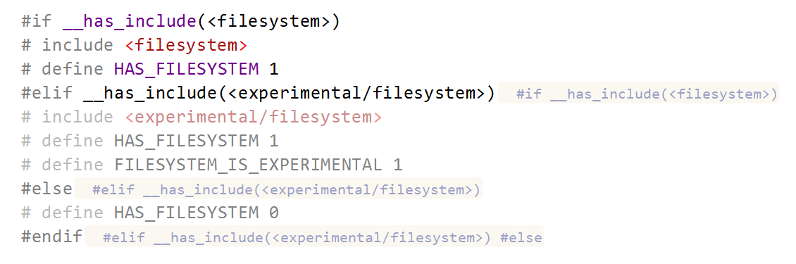 Preprocessor directive hints in C++