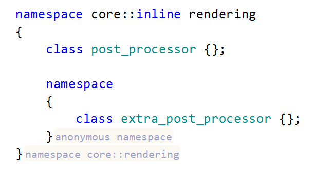 Namespace name hints in C++