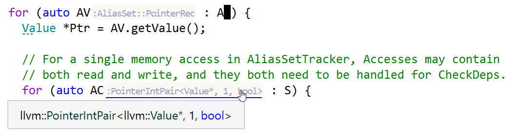 Type hints in range-based for loop