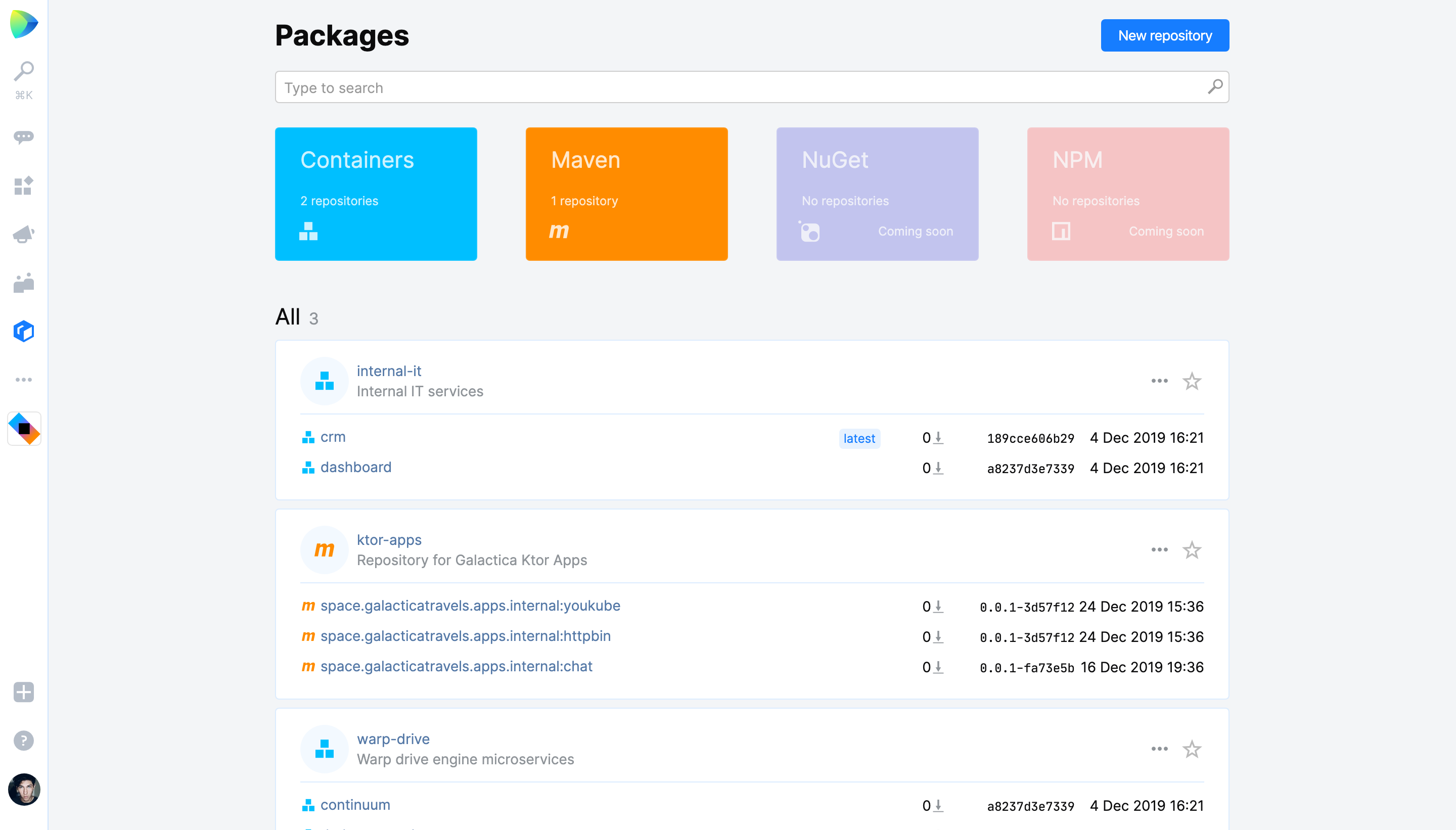 Packages — Space - demo.jetbrains.space