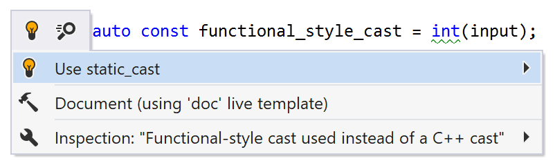 Functional-style cast used instead of a C++ cast