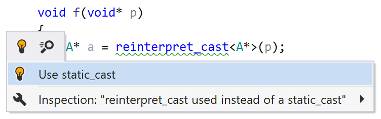 reinterpret_cast used instead of a static_cast