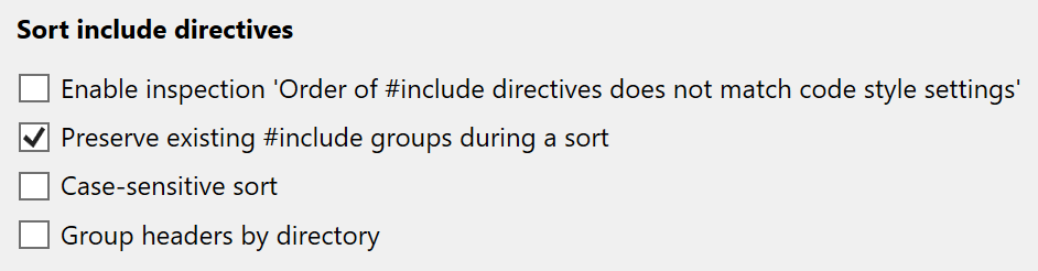 Sort include directives