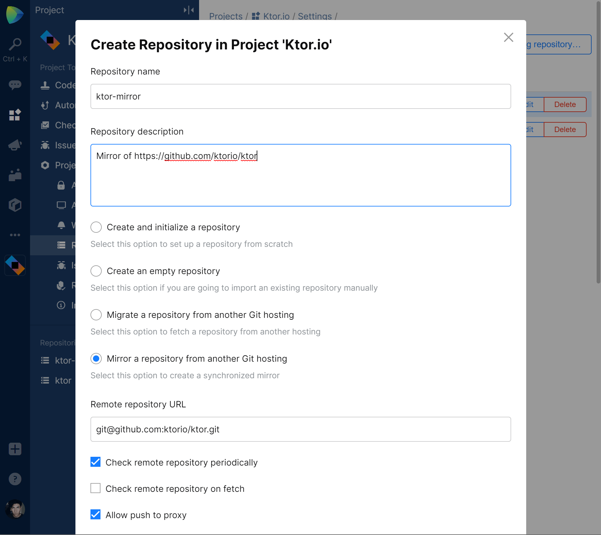 setup mirrorsync