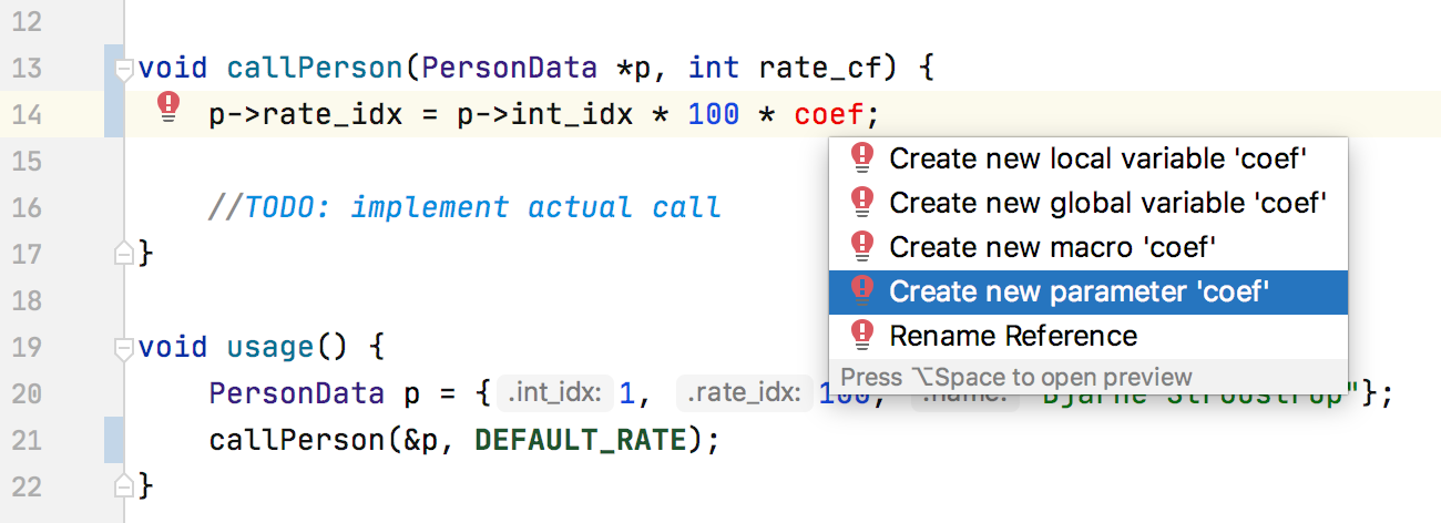 Parameter from usage