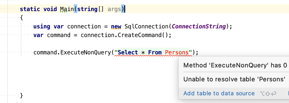 C# SQL syntax highlighting