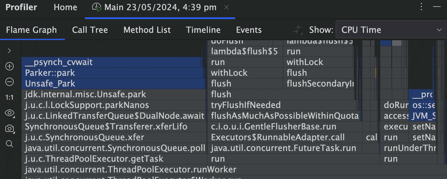 search method in Call Tree and Flame Graph